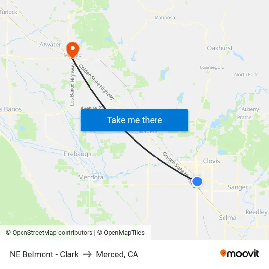 NE Belmont - Clark to Merced, CA map
