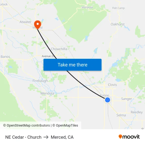 NE Cedar - Church to Merced, CA map