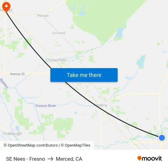 SE Nees - Fresno to Merced, CA map