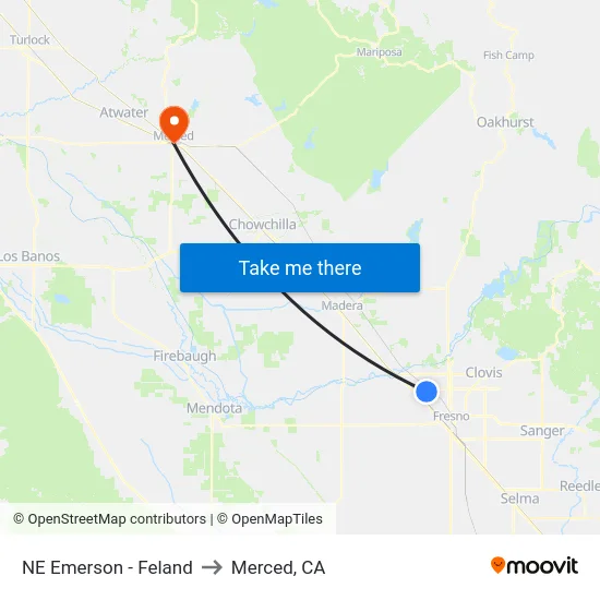 NE Emerson - Feland to Merced, CA map