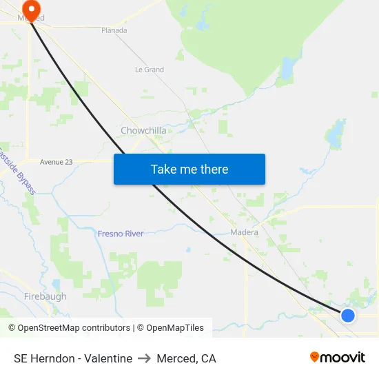 SE Herndon - Valentine to Merced, CA map