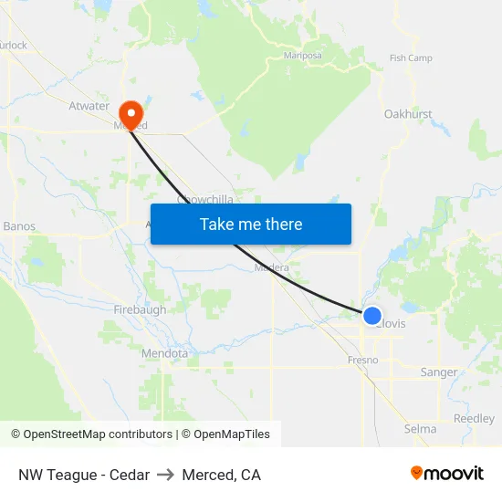 NW Teague - Cedar to Merced, CA map