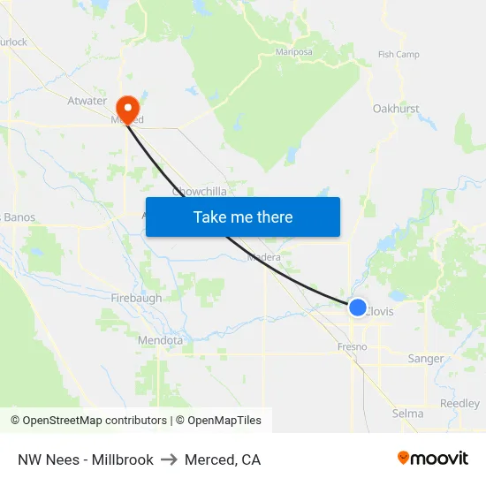 NW Nees - Millbrook to Merced, CA map