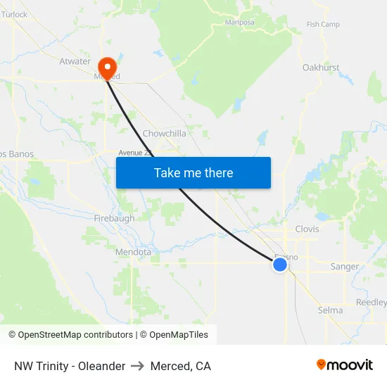 NW Trinity - Oleander to Merced, CA map