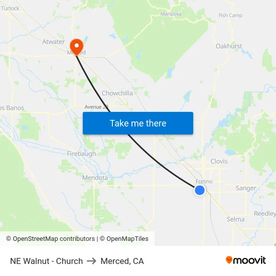NE Walnut - Church to Merced, CA map