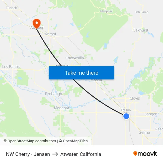 NW Cherry - Jensen to Atwater, California map