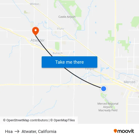 Hsa to Atwater, California map