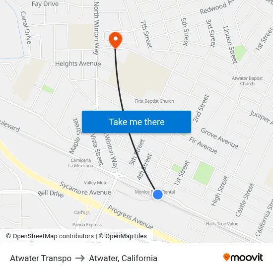 Atwater Transpo to Atwater, California map