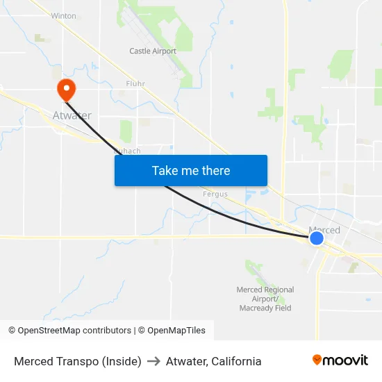 Merced Transpo (Inside) to Atwater, California map