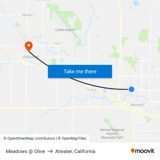 Meadows @ Olive to Atwater, California map