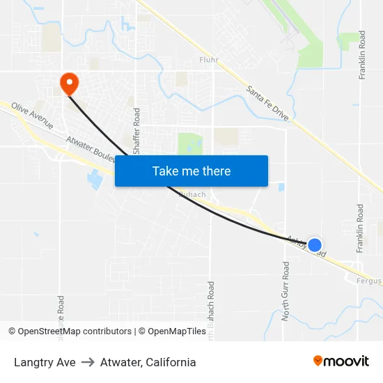 Langtry Ave to Atwater, California map