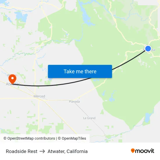 Roadside Rest to Atwater, California map