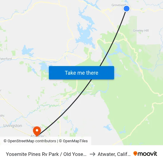 Yosemite Pines Rv Park / Old Yosemite Road to Atwater, California map