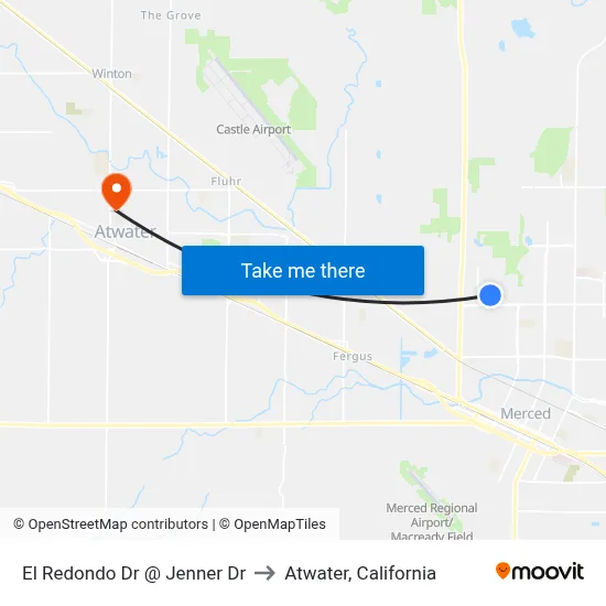 El Redondo Dr @ Jenner Dr to Atwater, California map