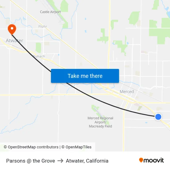 Parsons @ the Grove to Atwater, California map