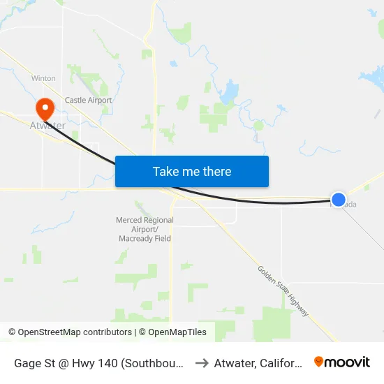 Gage St @ Hwy 140 (Southbound) to Atwater, California map