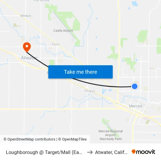 Loughborough @ Target/Mall (Eastbound) to Atwater, California map