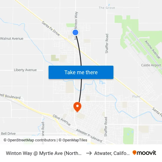 Winton Way @ Myrtle Ave (Northbound) to Atwater, California map