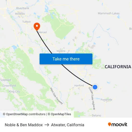 Noble & Ben Maddox to Atwater, California map