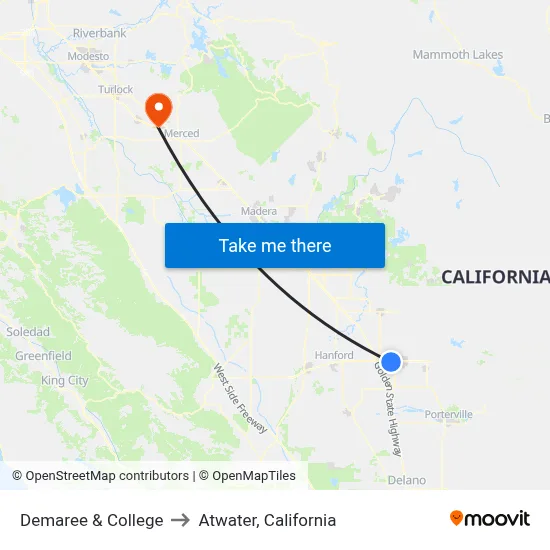 Demaree & College to Atwater, California map