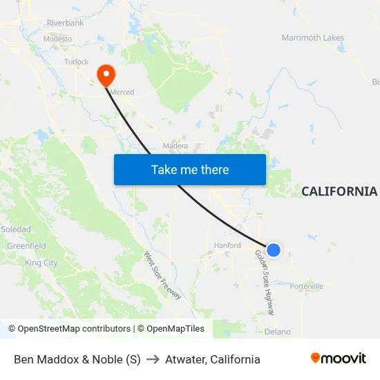 Ben Maddox & Noble (S) to Atwater, California map