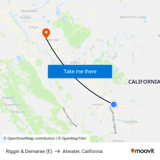 Riggin & Demaree (E) to Atwater, California map