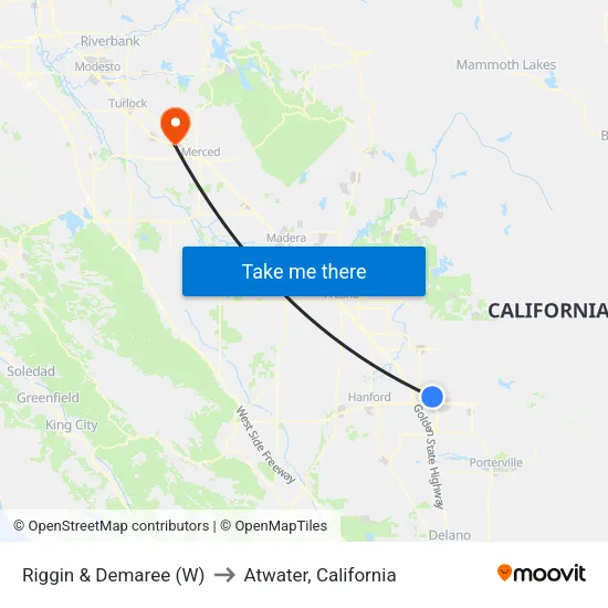 Riggin & Demaree (W) to Atwater, California map