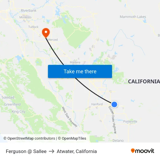 Ferguson @ Sallee to Atwater, California map