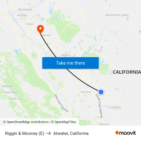 Riggin & Mooney (E) to Atwater, California map