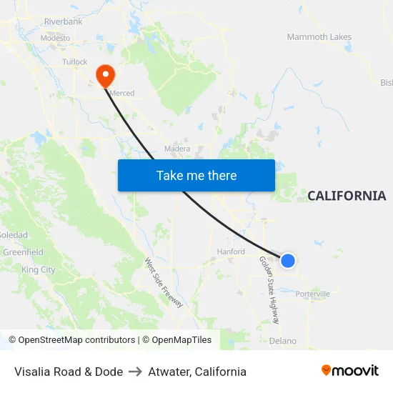 Visalia Road & Dode to Atwater, California map