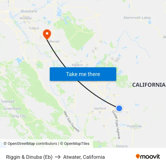 Riggin & Dinuba (Eb) to Atwater, California map