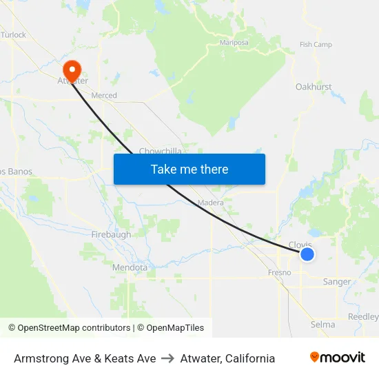 Armstrong Ave & Keats Ave to Atwater, California map