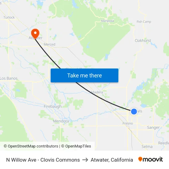 N Willow Ave  - Clovis Commons to Atwater, California map