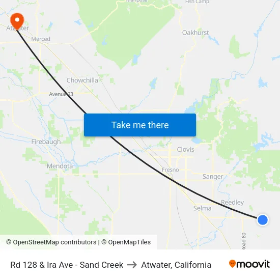 Rd 128 & Ira Ave - Sand Creek to Atwater, California map
