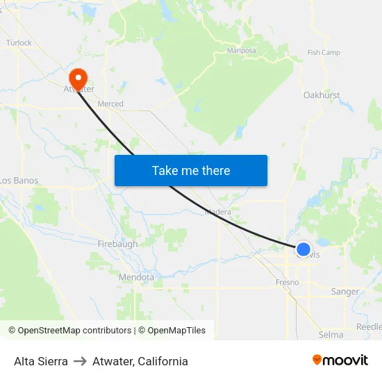 Peach Ave & Teague Ave - Alta Sierra Intermediate School to Atwater, California map