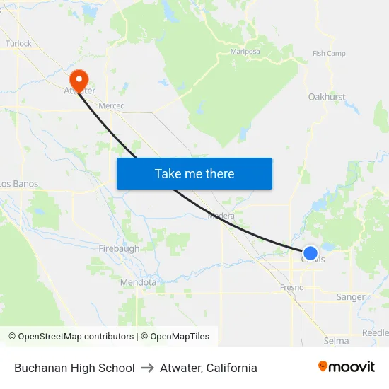 Teague Ave & Minnewawa Ave - Buchanan High School to Atwater, California map