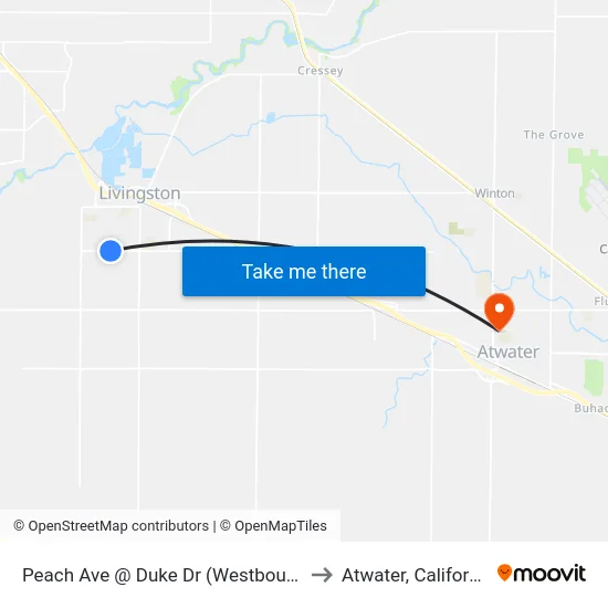 Peach Ave @ Duke Dr (Westbound) to Atwater, California map