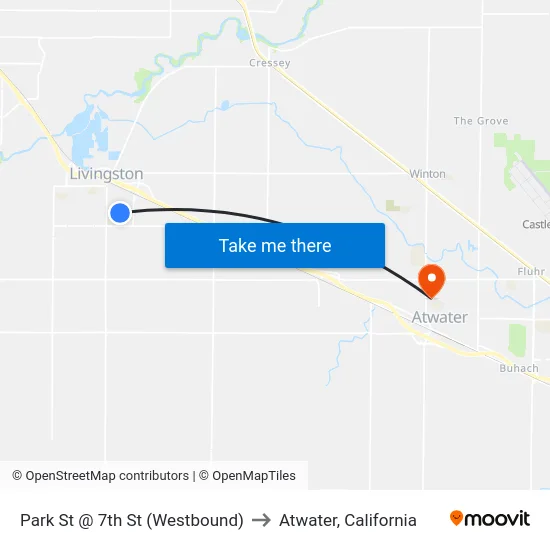 Park St @ 7th St (Westbound) to Atwater, California map