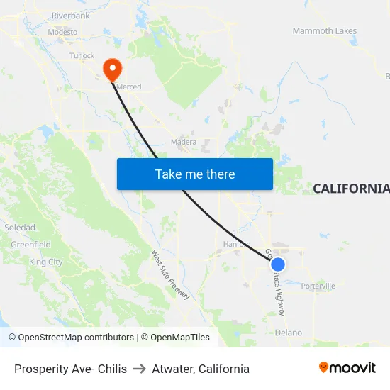 Prosperity Ave- Chilis to Atwater, California map