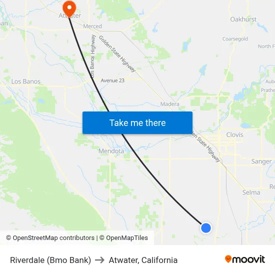 Riverdale (Bmo Bank) to Atwater, California map