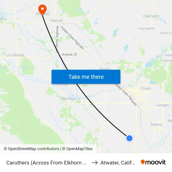 Caruthers (Across From Elkhorn Market) to Atwater, California map