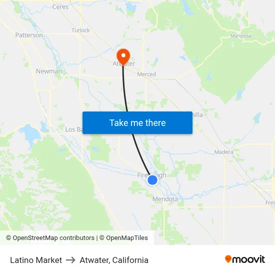 Latino Market to Atwater, California map
