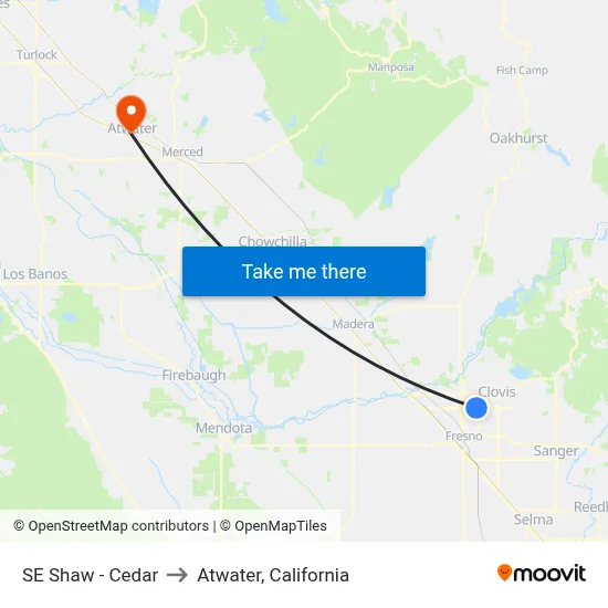 SE Shaw - Cedar to Atwater, California map