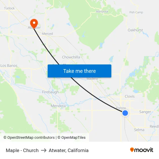 Maple - Church to Atwater, California map