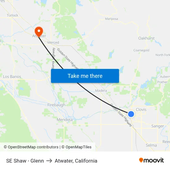 SE Shaw - Glenn to Atwater, California map