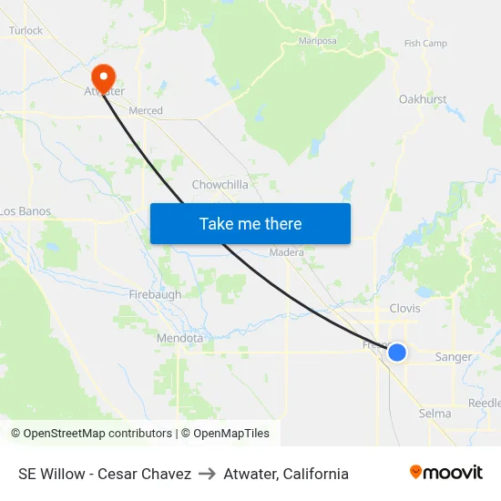 SE Willow - Cesar Chavez to Atwater, California map