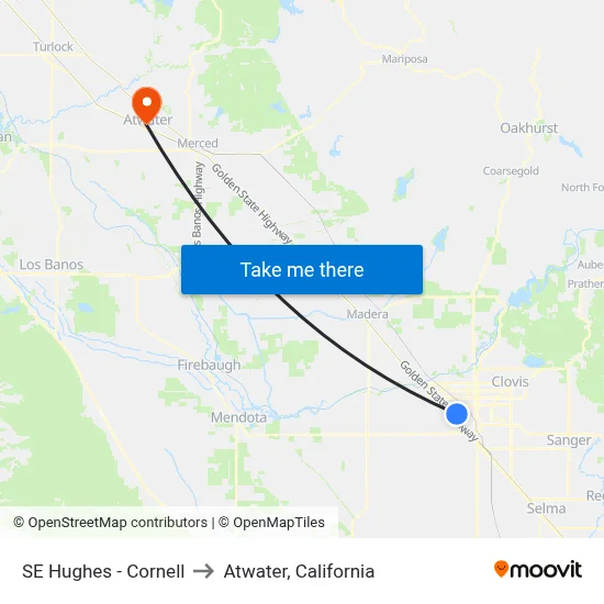 SE Hughes - Cornell to Atwater, California map