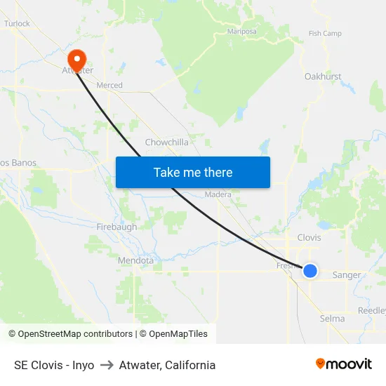 SE Clovis - Inyo to Atwater, California map