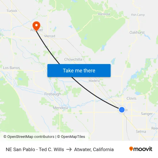 NE San Pablo - Ted C. Wills to Atwater, California map