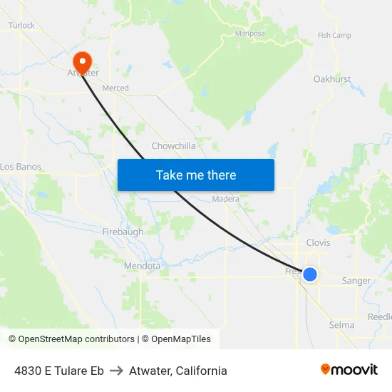 4830 E Tulare Eb to Atwater, California map